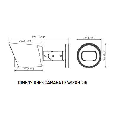 DAHUA HAC-HFW1200T-36- Camara Bullet de 2 Megapixeles/ Lente Fijo de 3.6mm/ 83 Grados de Apertura/ Smart IR 30 Metros/ IP67/ Metalica/ BLC/ HLC/ DWDR/ TVI AHD y CBVS/ DAHUA HAC-HFW1200T-36- Camara Bullet de 2 Megapixeles/ Lente Fijo de 3.6mm/ 83 Grados de Apertura/ Smart IR 30 Metros/ IP67/ Metalica/ BLC/ HLC/ DWDR/ TVI AHD y CBVS/